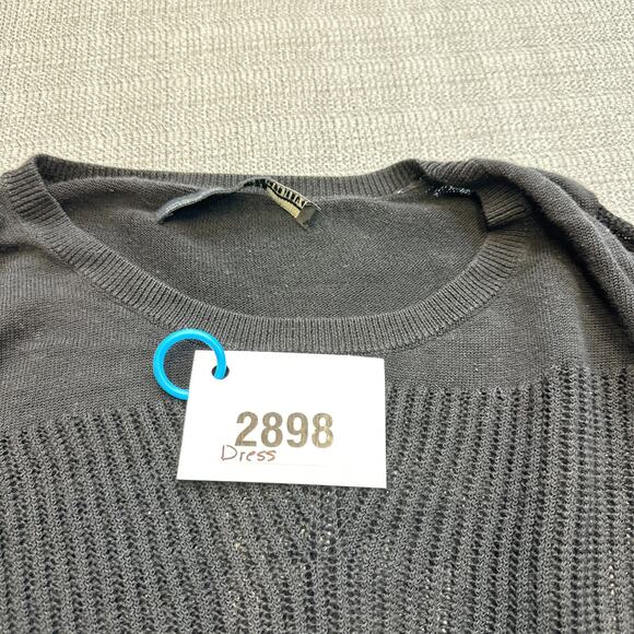 AllSaints Marlier Dress US 10 Black Open Knit Mini Pullover Whimsigoth Grunge - Picture 9 of 9